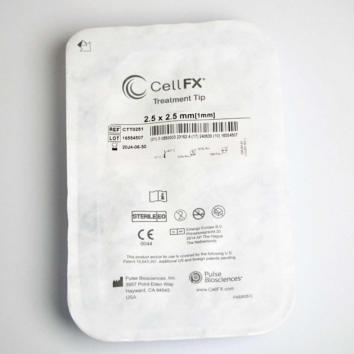 Pulse Biosciences CellFX 2.5x2.5mm Handpiece Treatment Tip CTT0251 Exp6/24 x1 pc