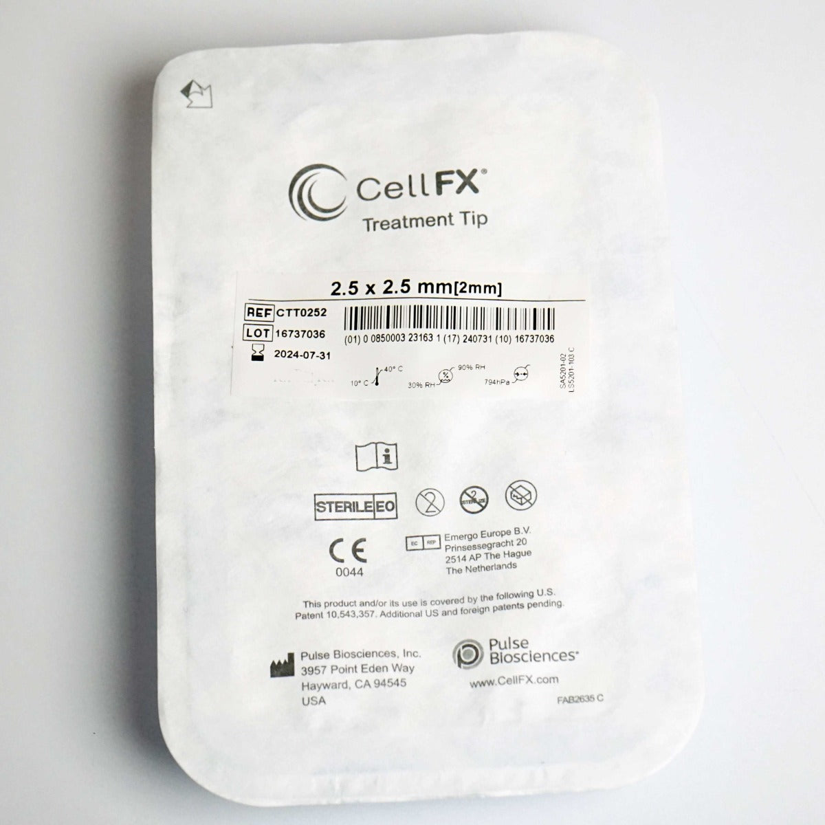 Pulse Biosciences CellFX 2.5x2.5mm Handpiece Treatment Tip CTT0252 Exp7/24 x1pc