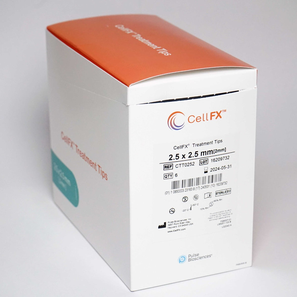 Pulse Biosciences CellFX 2.5x2.5mm Handpiece Treatment Tips CTT0252 Exp5/24 x6Pc