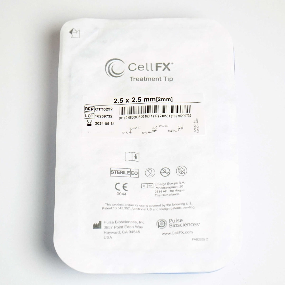 Pulse Biosciences CellFX 2.5x2.5mm Handpiece Treatment Tips CTT0252 Exp5/24 x6Pc