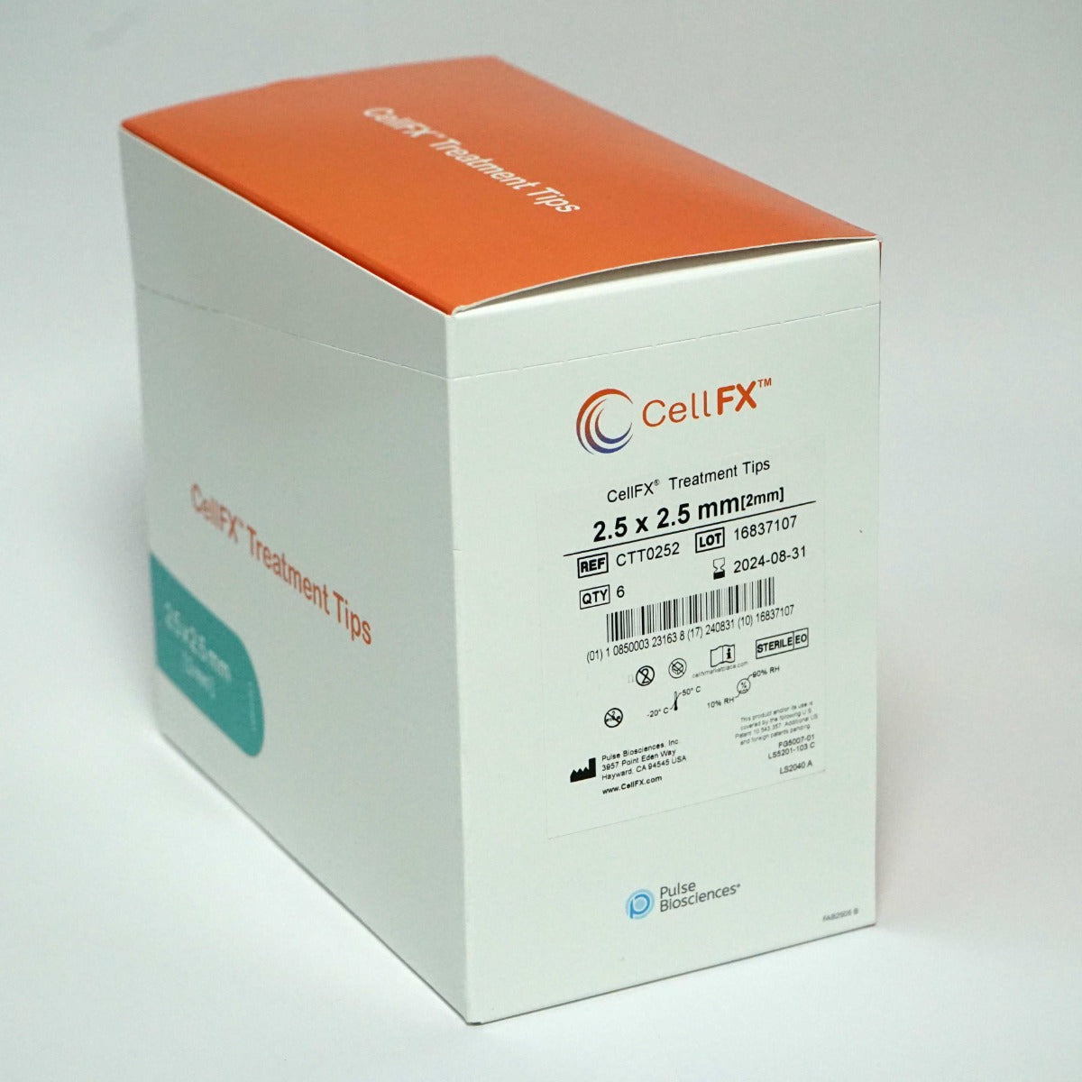 Pulse Biosciences CellFX 2.5x2.5mm Handpiece Treatment Tips CTT0252 Exp8/24 x6Pc
