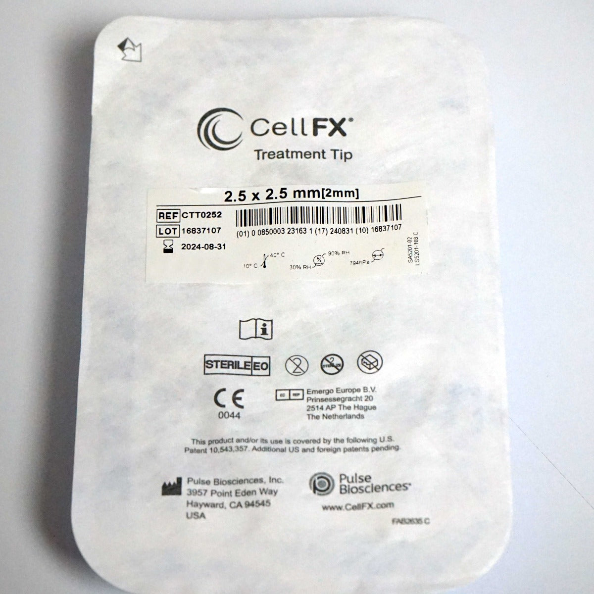 Pulse Biosciences CellFX 2.5x2.5mm Handpiece Treatment Tips CTT0252 Exp8/24 x6Pc