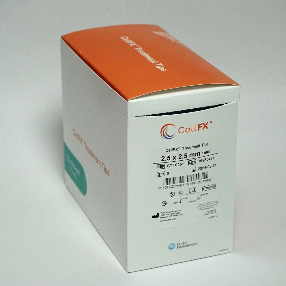 Pulse Biosciences CellFX 2.5x2.5mm Handpiece Treatment Tips CTT0251 Exp8/24 x6Pc