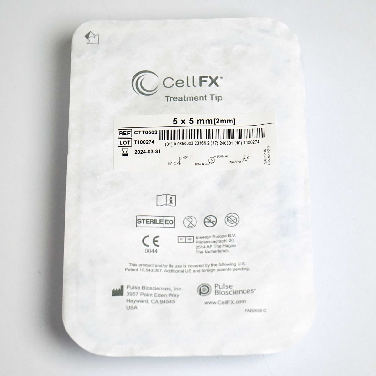 Pulse Biosciences CellFX 5x5 mm Handpiece Treatment Tips CTT0502 Exp3/2024 x6 pc