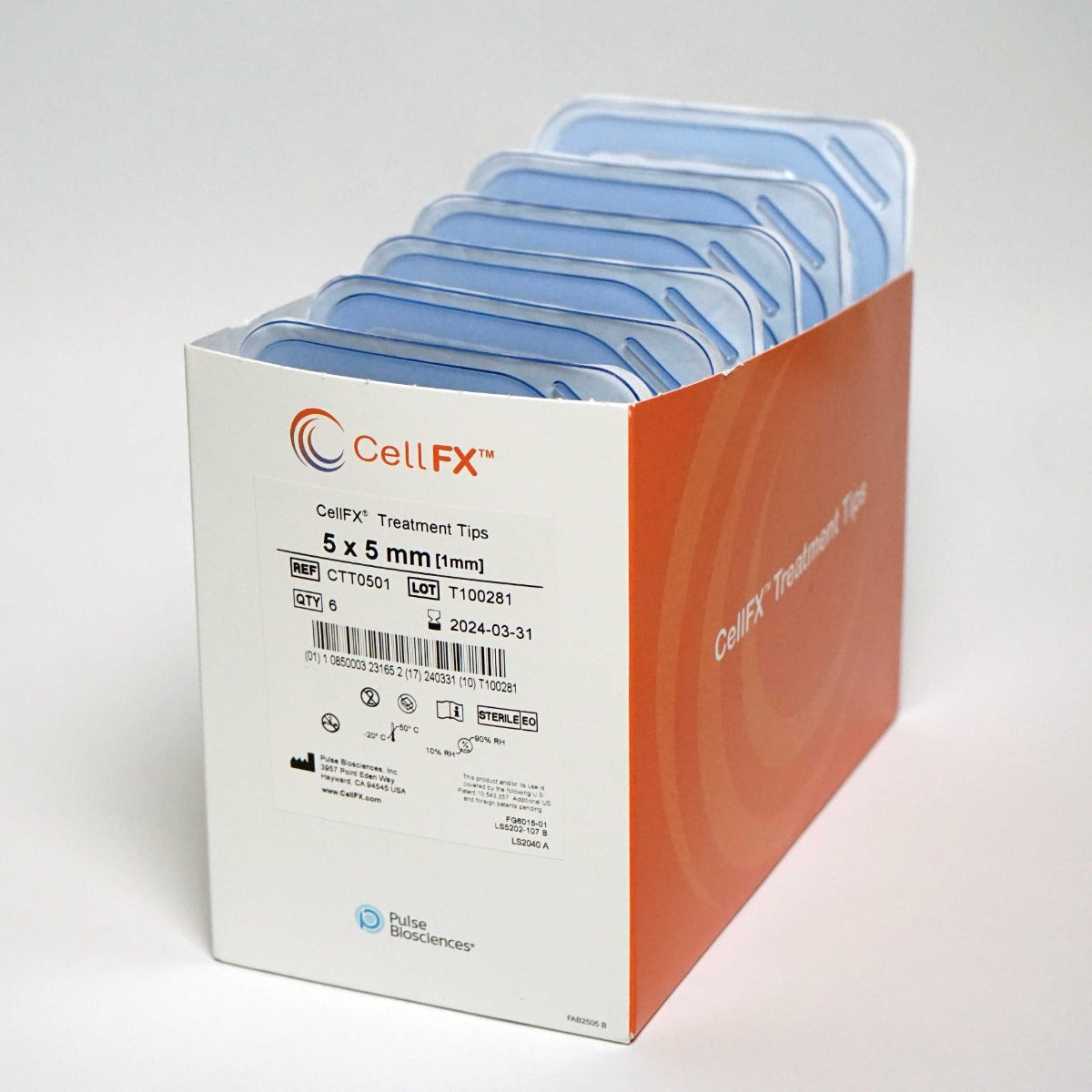 Pulse Biosciences CellFX 5x5mm Handpiece Treatment Tips CTT0501 Exp3/24 (x6 pcs)