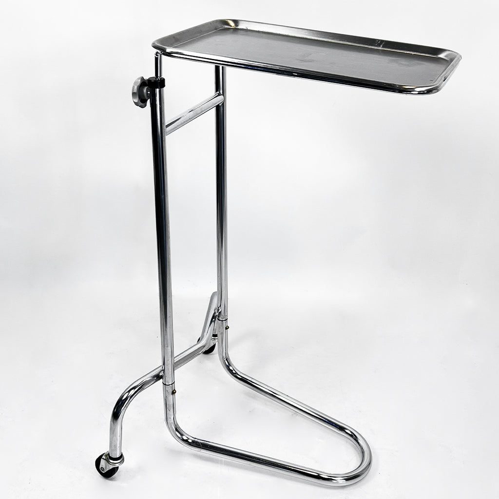 Dental Medical Overhang Utility Table Stainless Steel with Removable Tray 19x12"