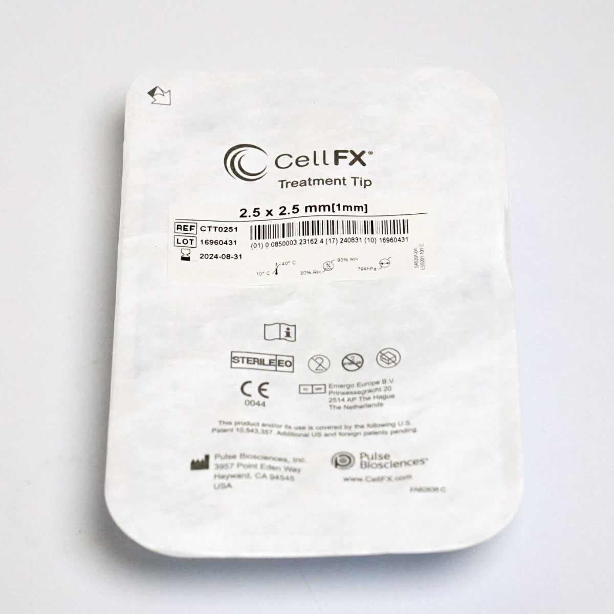 Pulse Bioscience CellFX 2.5x2.5mm Handpiece Treatment Tip CTT0251 Exp5/24 x6pc