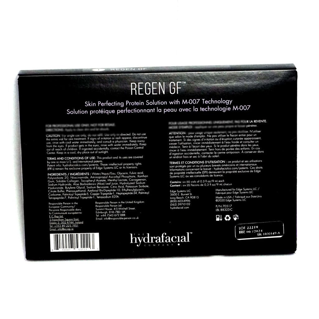 Edge Hydrafacial REGEN GF Skin Perfecting Protein Solution M-007 70517 6 Vials
