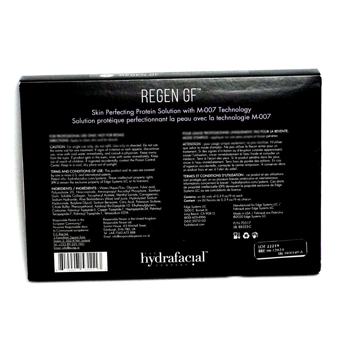 Edge Hydrafacial REGEN GF Skin Perfecting Protein Solution M-007 70517 6 Vials
