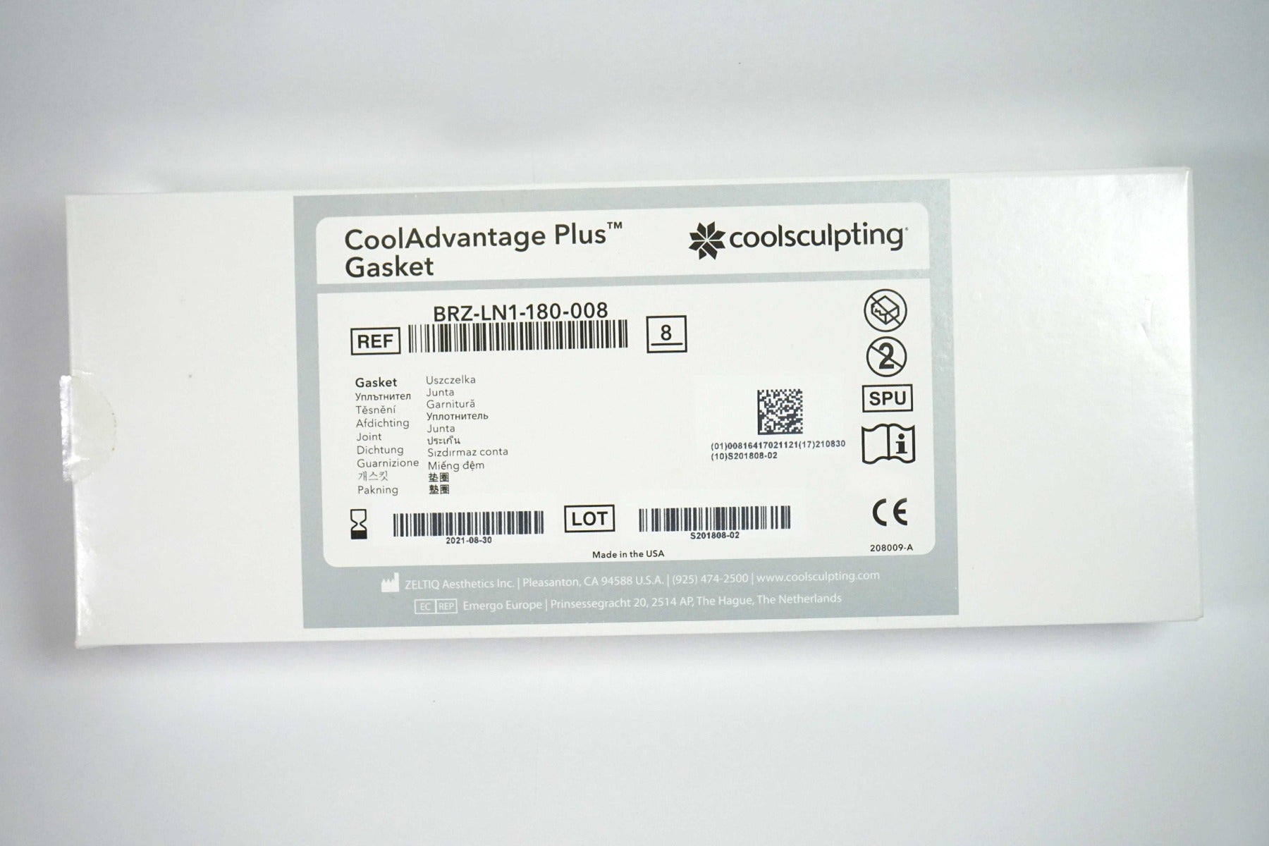 Zeltiq CoolSculpting CoolADVANTAGE PLUS Gasket BRZ-LN1-180-008 EXP08/21 x9 Pcs