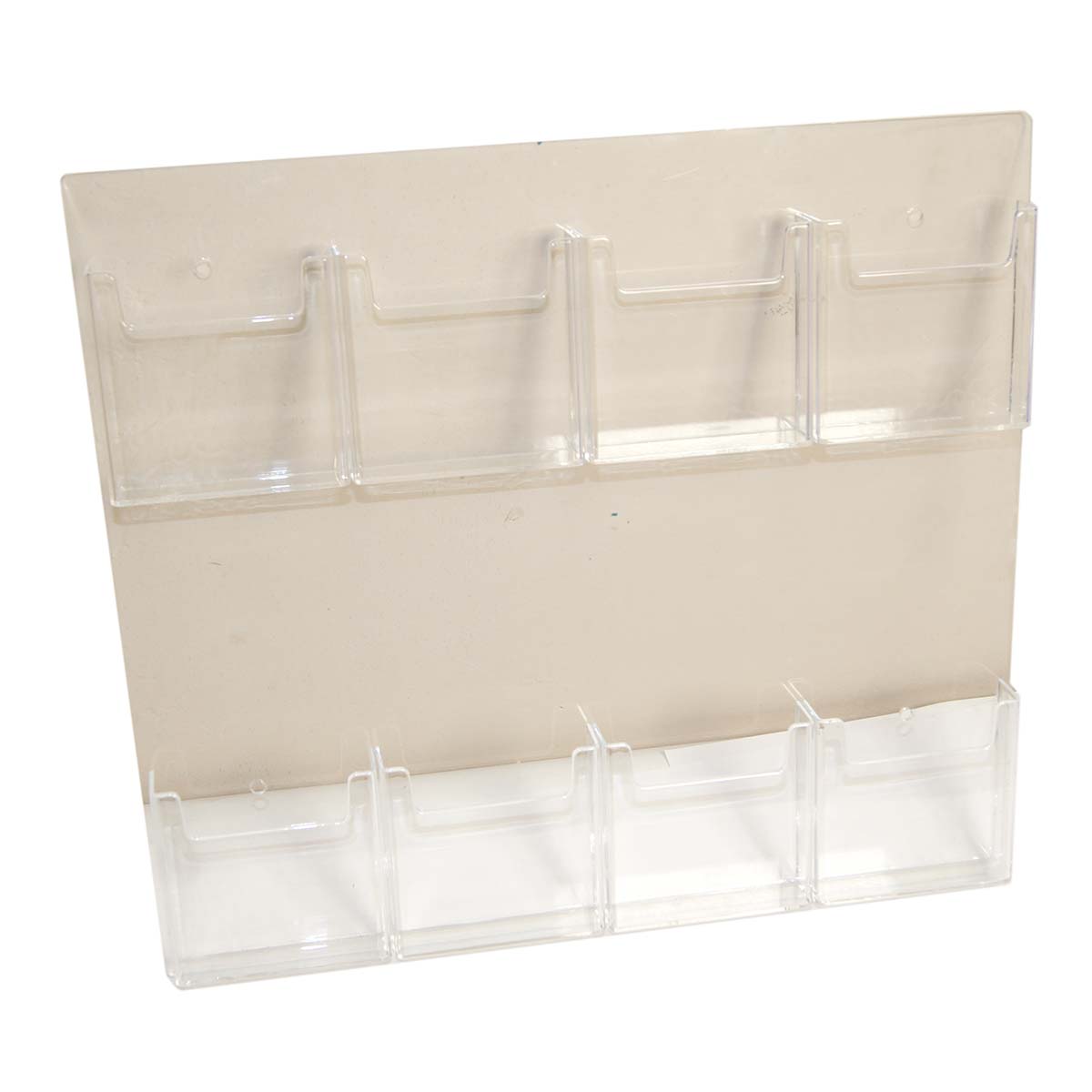 Acrylic Wall-Mount Brochure Holder 8-Pockets Marketing Pamphlet Display - Clear
