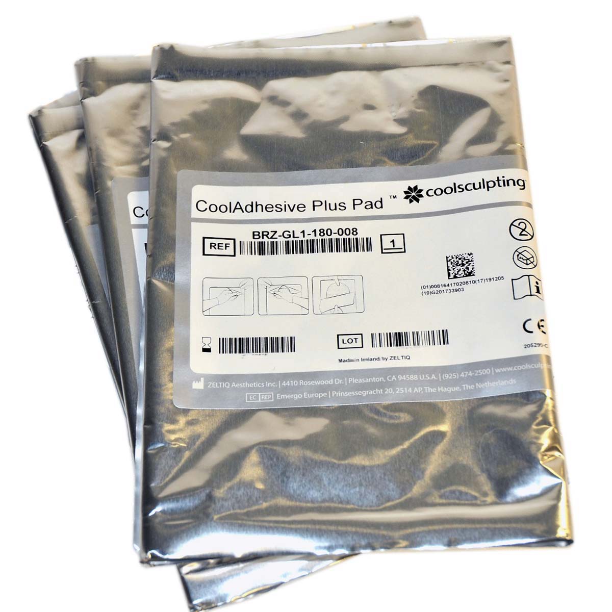 Zeltiq CoolSculpting CoolAdhesive Plus Pad BRZ-GL1-180-008 EXP 01/2023 3-Pack