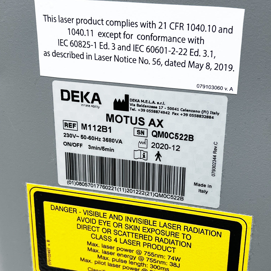 2020 DEKA Cartessa Motus AX Alexandrite 755nm Hair Removal Pigment Lesions