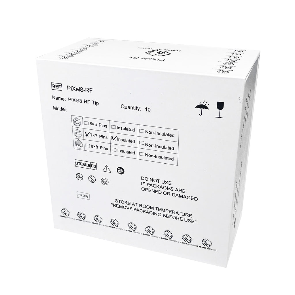 Rohrer Pixel8-RF Insulated Microneedling Tips 7x7 49Pin RF49 EXP-02/2024 10-Pack