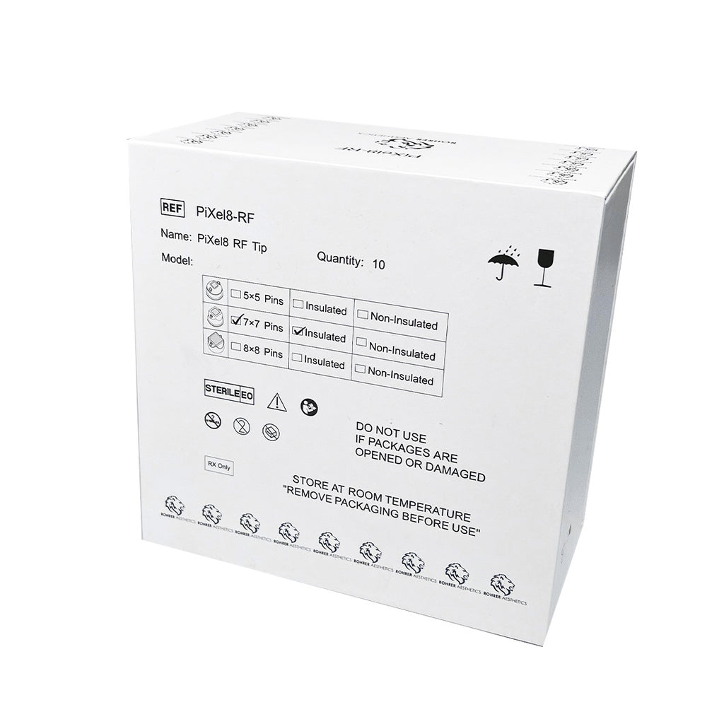 Rohrer Pixel8-RF Non-Insulated Microneedling Tips 7x7 49Pin RF49 EXP-06/2024 2-Pack