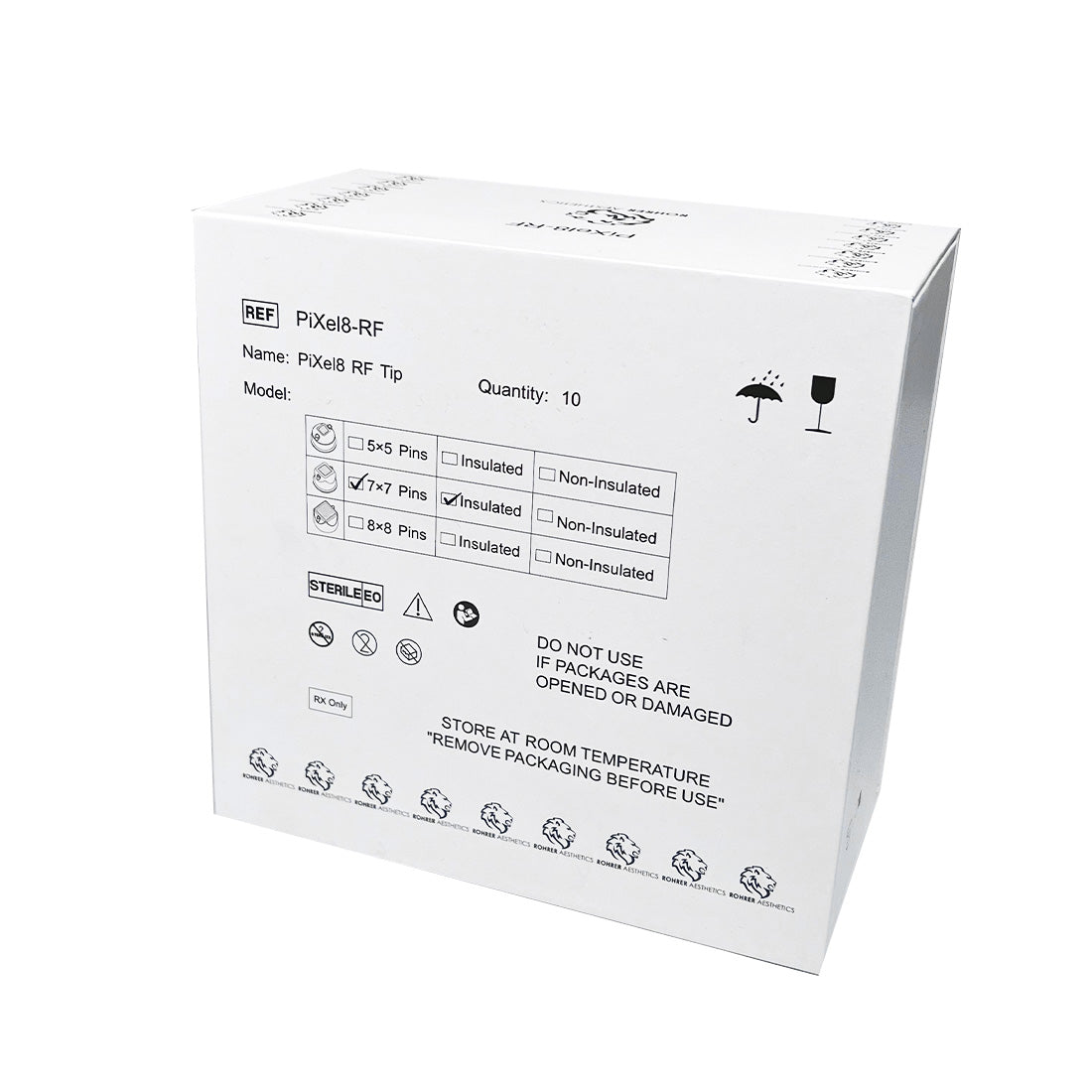 Rohrer Pixel8-RF Non-Insulated Microneedling Tips 7x7 49Pin RF49 EXP-06/2024 2-Pack