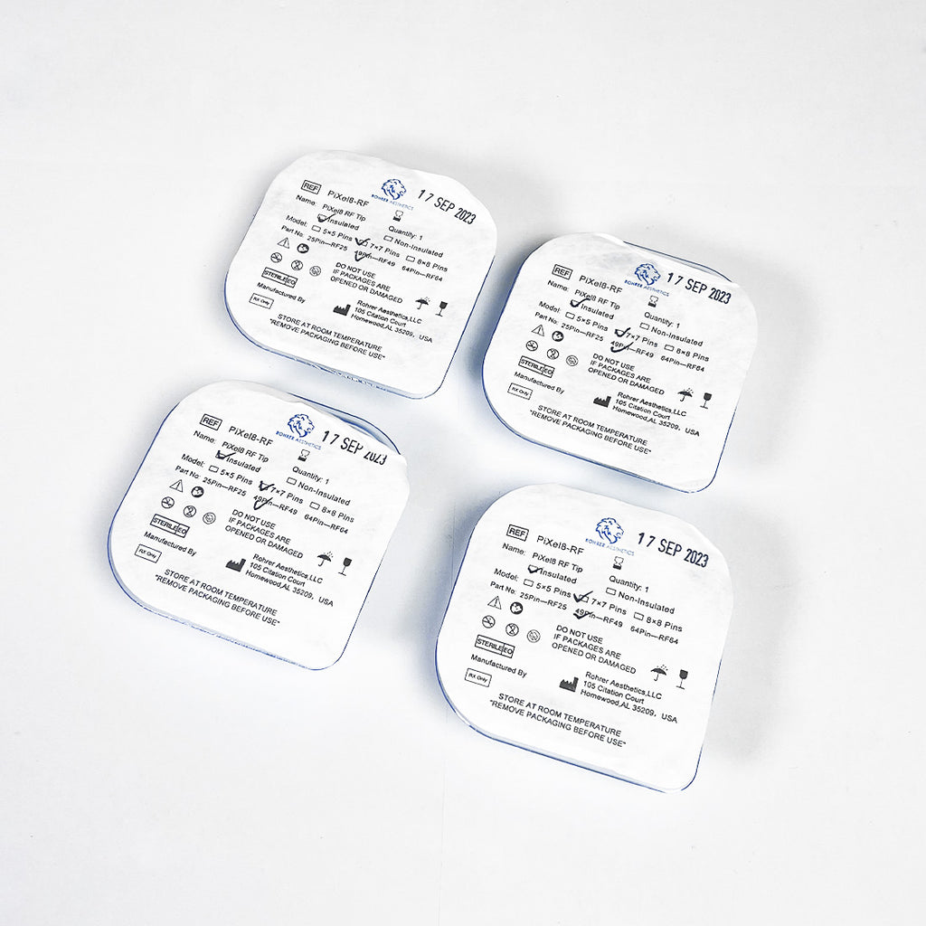 Rohrer Pixel8-RF Insulated Microneedling Tips 7x7 49Pin RF49 EXP-09/2023 4-Pack