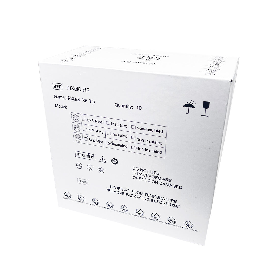 Rohrer Pixel8-RF Insulated Microneedling Tips 8x8 64Pin RF64 EXP-02/2025 10-Pack