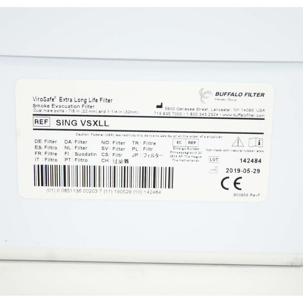 BUFFALO FILTER ViroSafe Extra Long Life Filter Smoke Evacuation SING VSXLL 50%