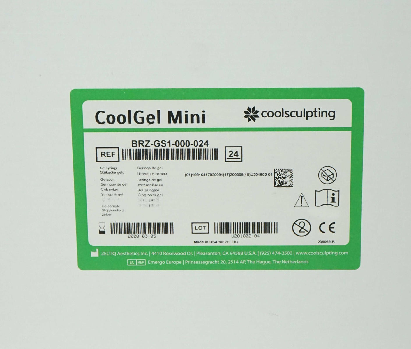 Zeltiq CoolSculpting CoolGel Mini BRZ-GS1-000-024 Cool GelExp03/2020 x17 Pcs