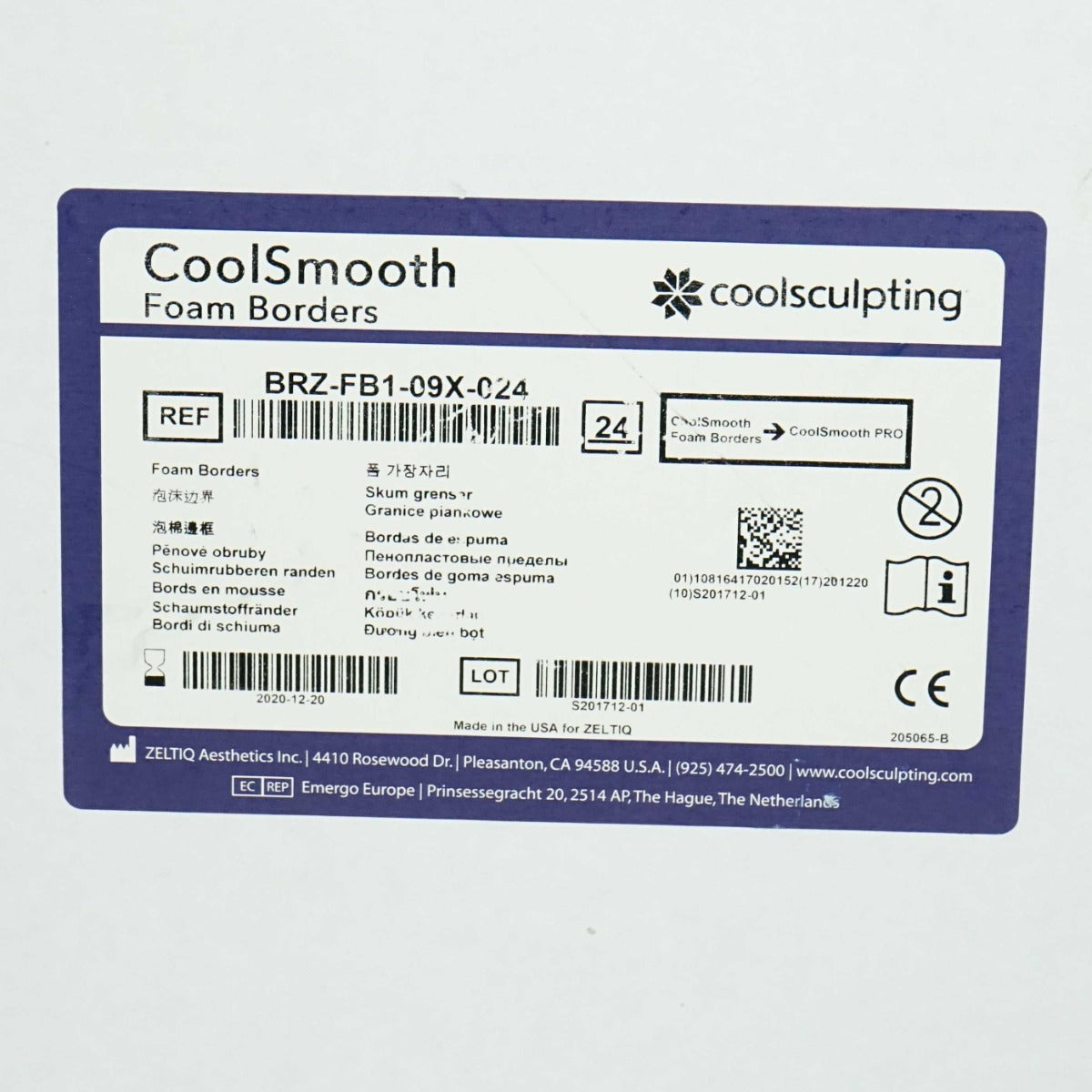 Zeltiq CoolSculpting CoolSmooth PRO Foam Borders BRZ-FB1-09X-024 Exp12/20 x24 Pc