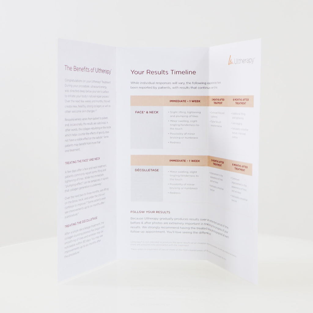 Ulthera Ultherapy What To Expect After Treatment Trifold Brochure x14 Pc