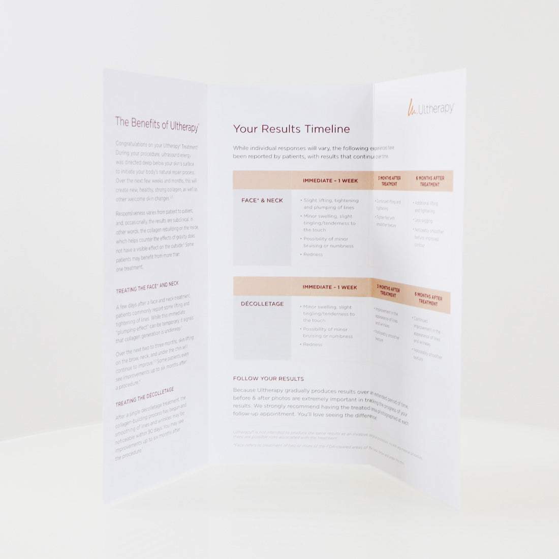Ulthera Ultherapy What To Expect After Treatment Trifold Brochure x14 Pc