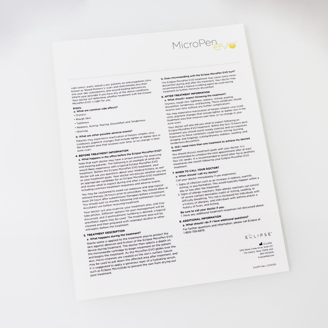 Crown Aesthetics MicroPen EVO Wireless Microneedling Pen Quick Guide Sheet