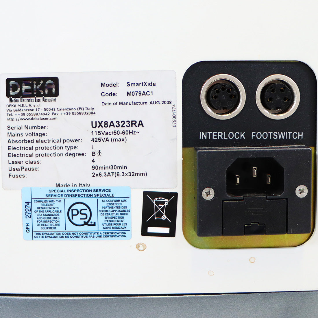 2008 DEKA SmartXide CO2 Aesthetic Laser System M079AC1 - NEW CO2 Glass Tube -