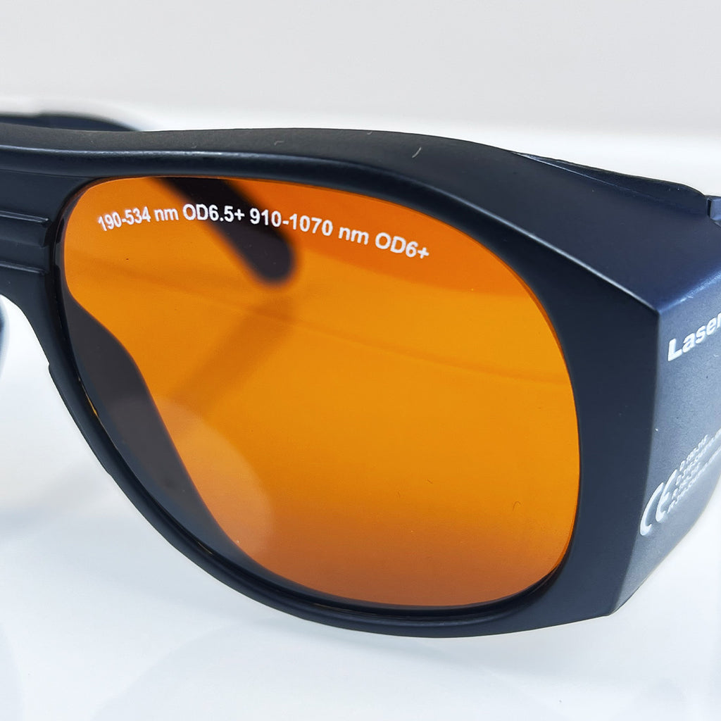 Laserex Laser Safety Glasses PPE Orange Lens OD6+ @ 190-1070nm NOIR Eyewear