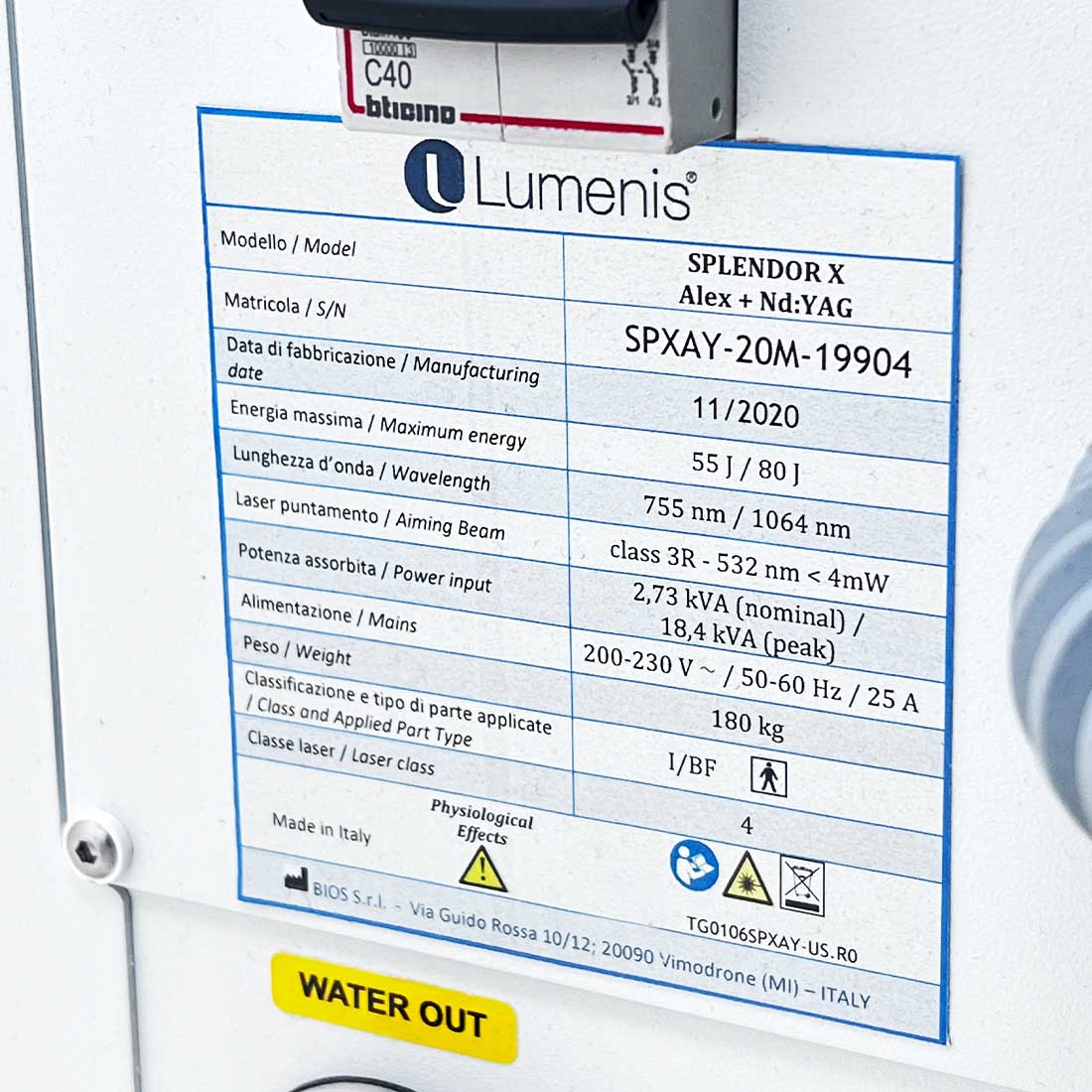 2020 Lumenis Splendor X Alex Nd YAG Laser Hair Removal Alexandrite 755 1064 nm