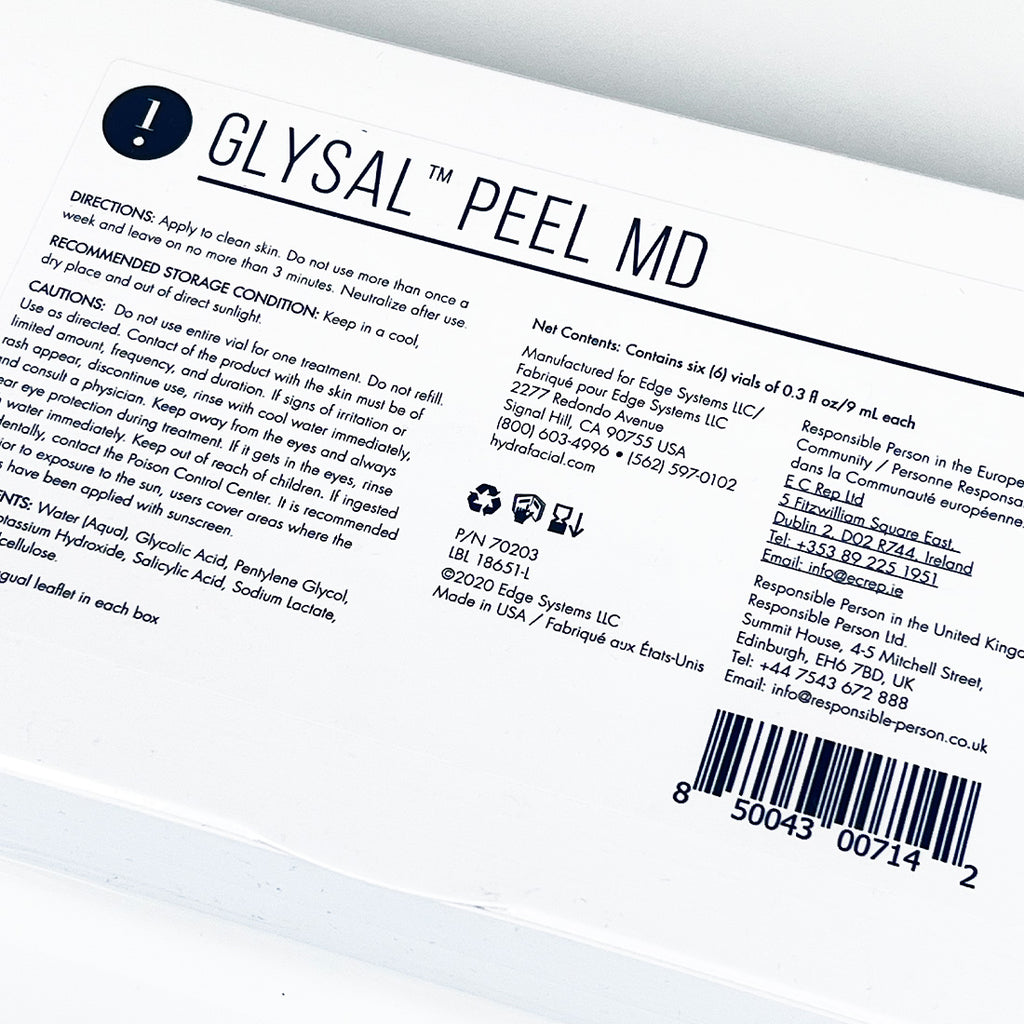 Edge Systems Hydrafacial Glysal Peel MD Glycolic Salicylic Acid Serum x6 Vials