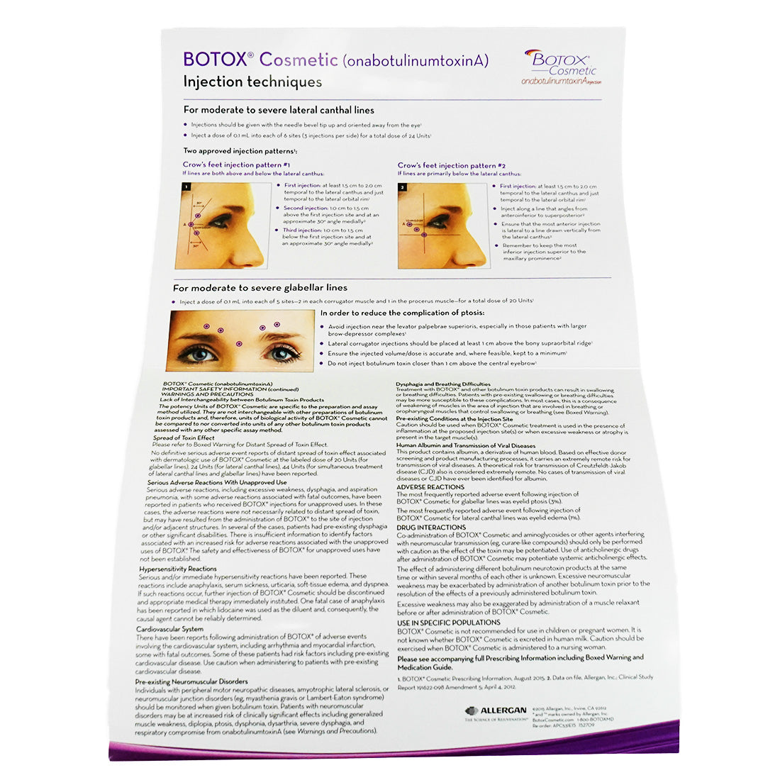 Botox Cosmetic Dosage Dilation Table Reconstitution Techniques Tips Cheat Sheet