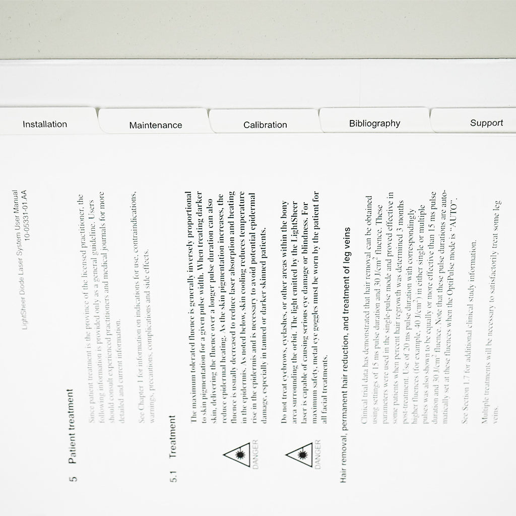 Lumenis LightSheer Diode Laser OPERATOR MANUAL User Instruction Guide Treatments
