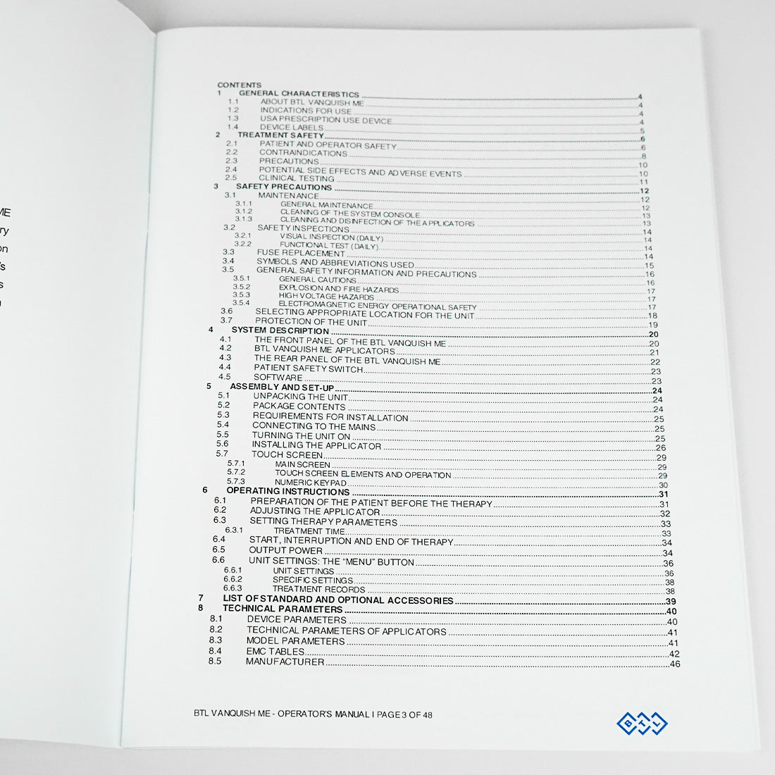 BTL Vanquish ME RF Operator Manual User Training Guide Operating Instructions