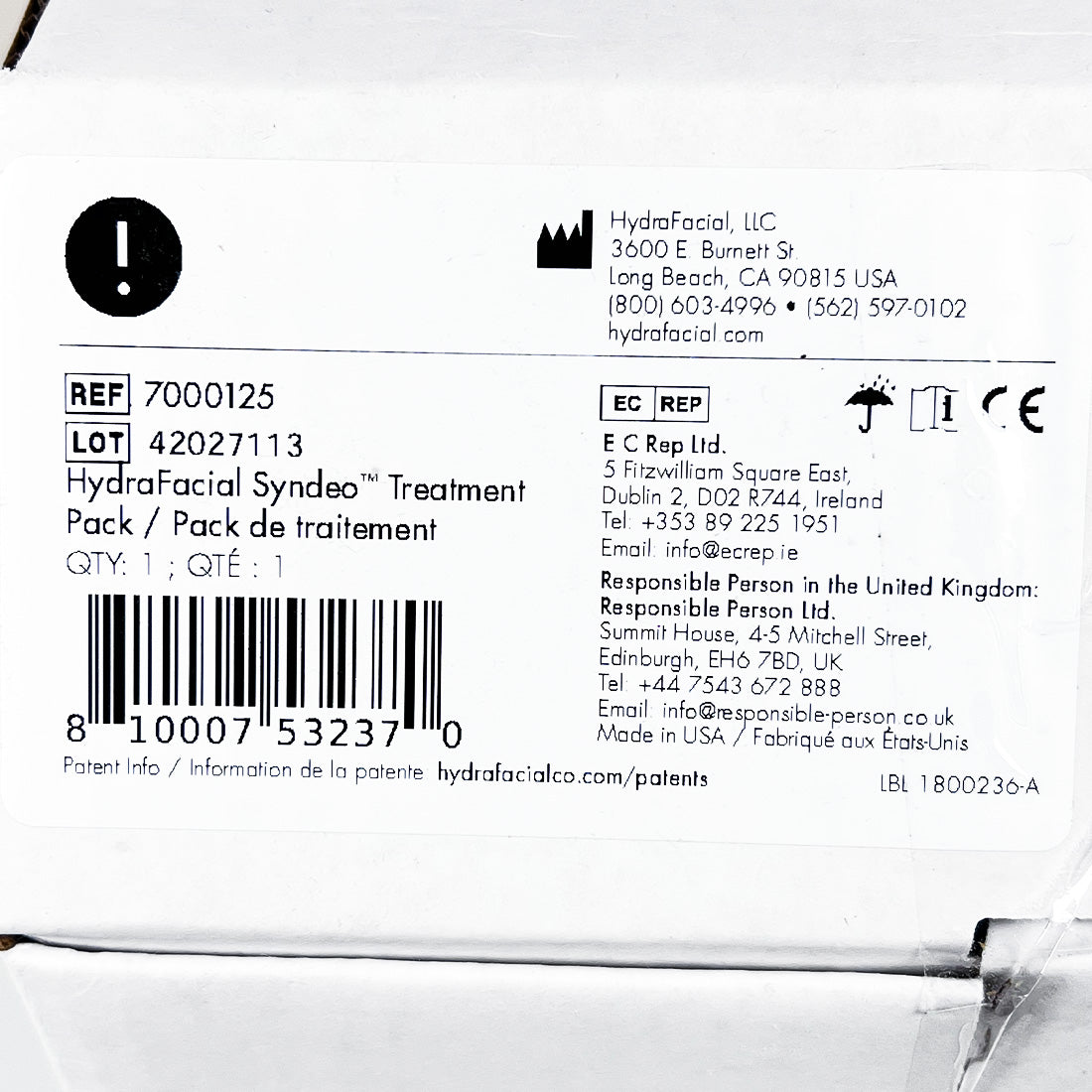 Edge Systems Hydrafacial Syndeo Treatment Pack 7000125 Hydra Facial Hydro