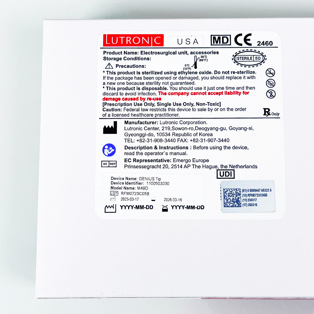 Lutronic Genius M49D Electrosurgical Microneedling Genius Tip Exp 03-16-2026 x10