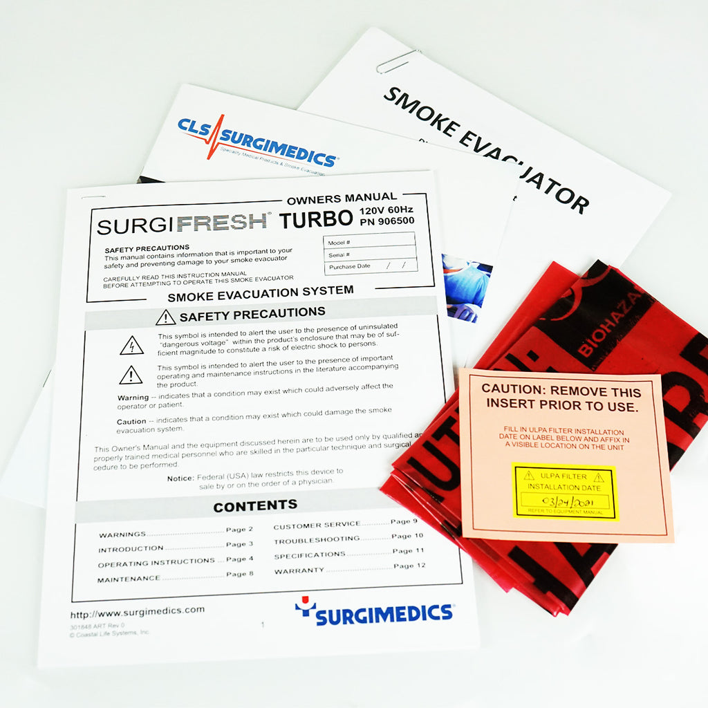 Surgimedics Surgifresh Turbo Owners Manual User Operations Safety Guide Booklet