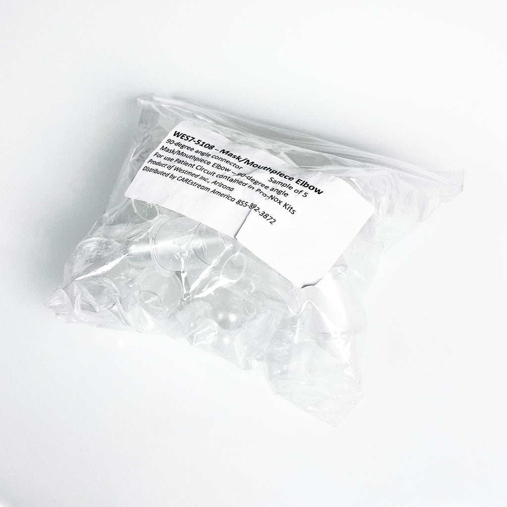 Pro-Nox Mask/Mouthpiece Plastic Elbow 90 Degree Angle Connector WES7-5108 18pk