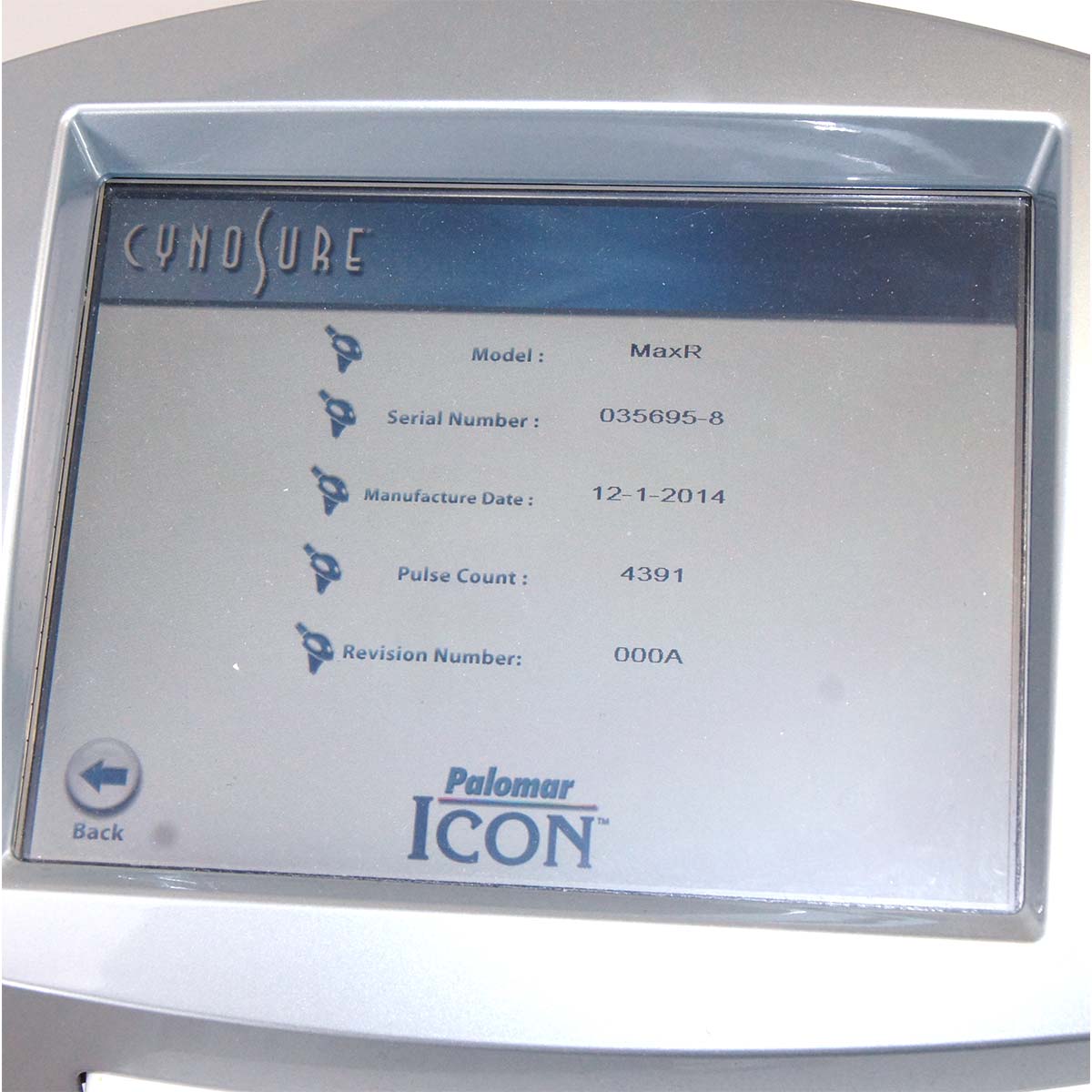 2014 Cynosure Palomar Icon IPL Laser Hair Removal Pigmented Lesions MaxR MaxYs
