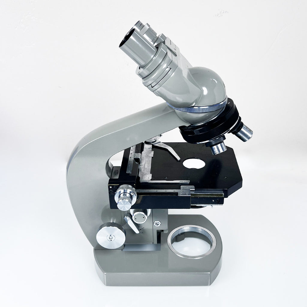 Olympus Tokyo Japan Grey Microscope Binocular Viewer Interchangeable Light As-Is