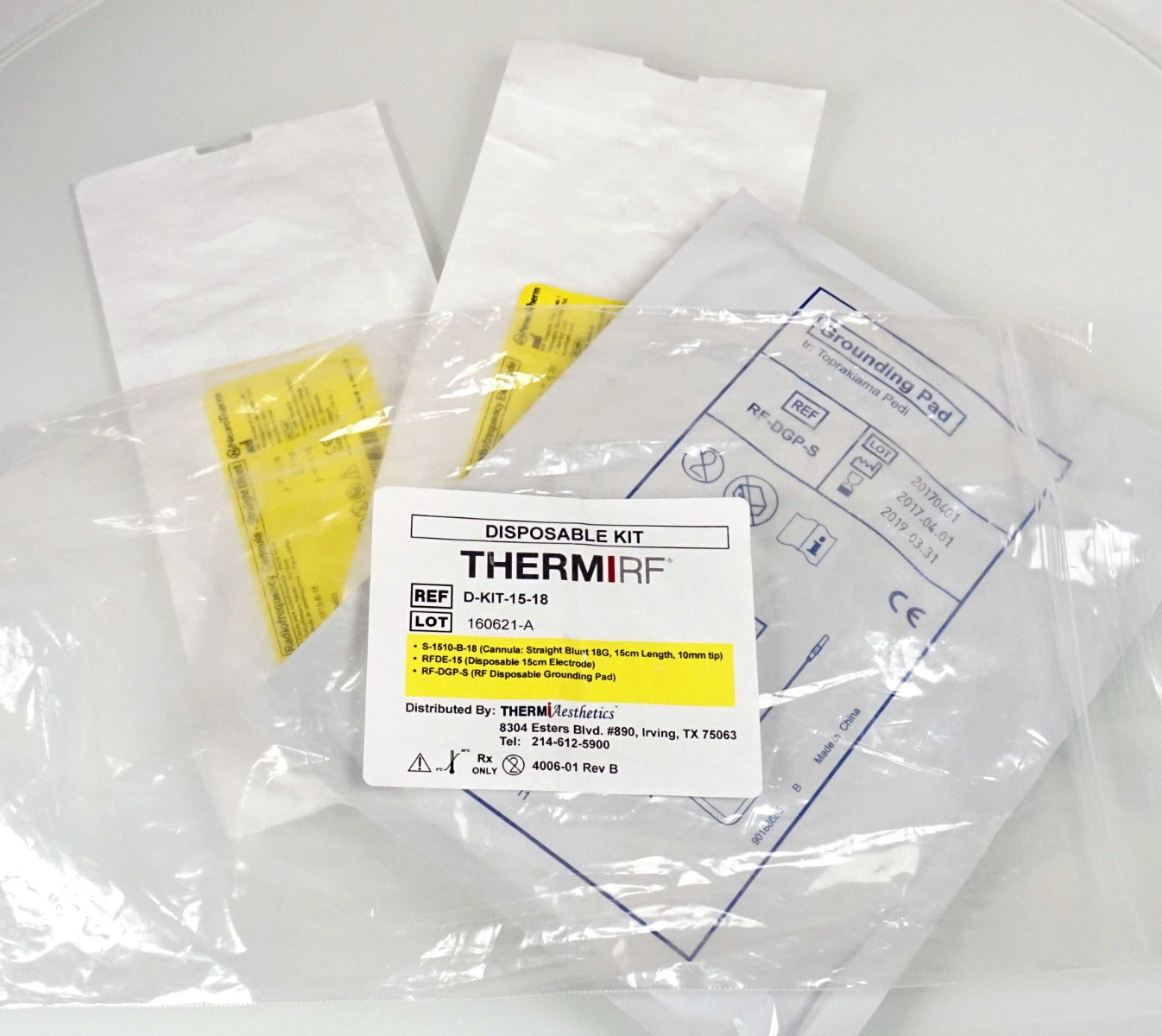 ThermiRF D-KIT-15-18 Disposable Kit Blunt RF Cannula Electrode Ground Pad Exp18
