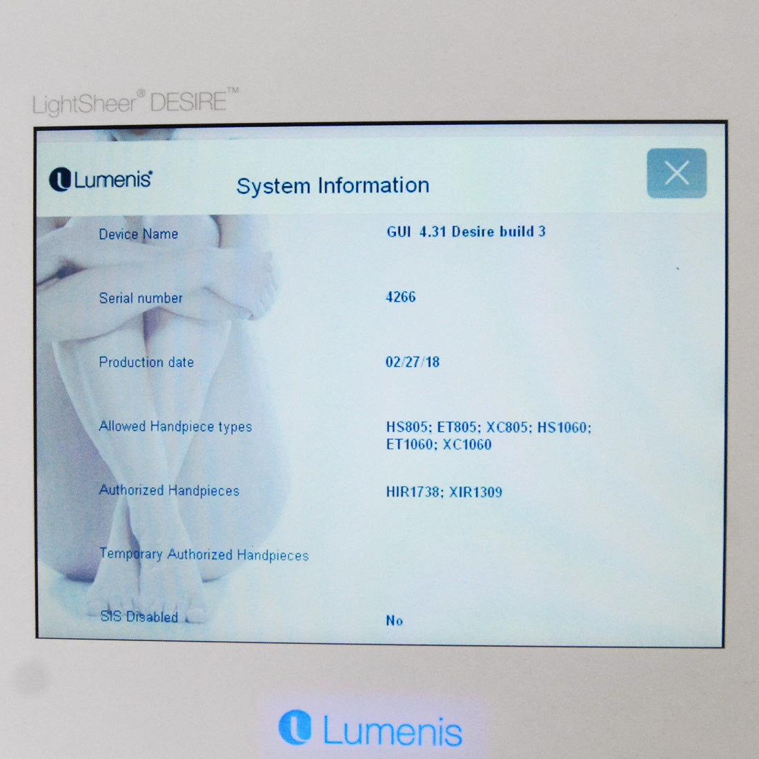 2018 Lumenis LightSheer Desire Laser Hair Removal Diode XC HS Handpieces 2 HPs