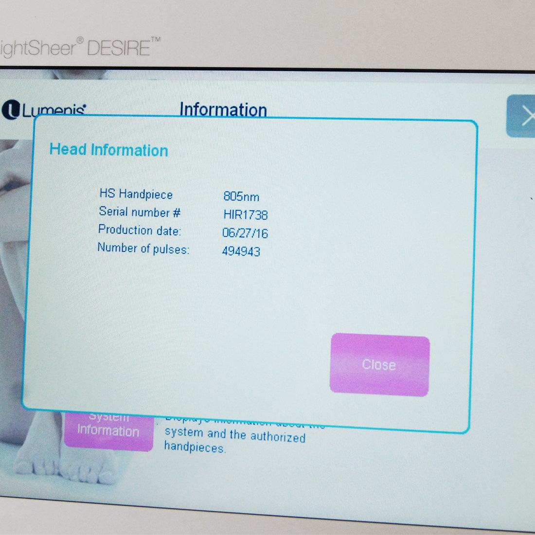 2018 Lumenis LightSheer Desire Laser Hair Removal Diode XC HS Handpieces 2 HPs