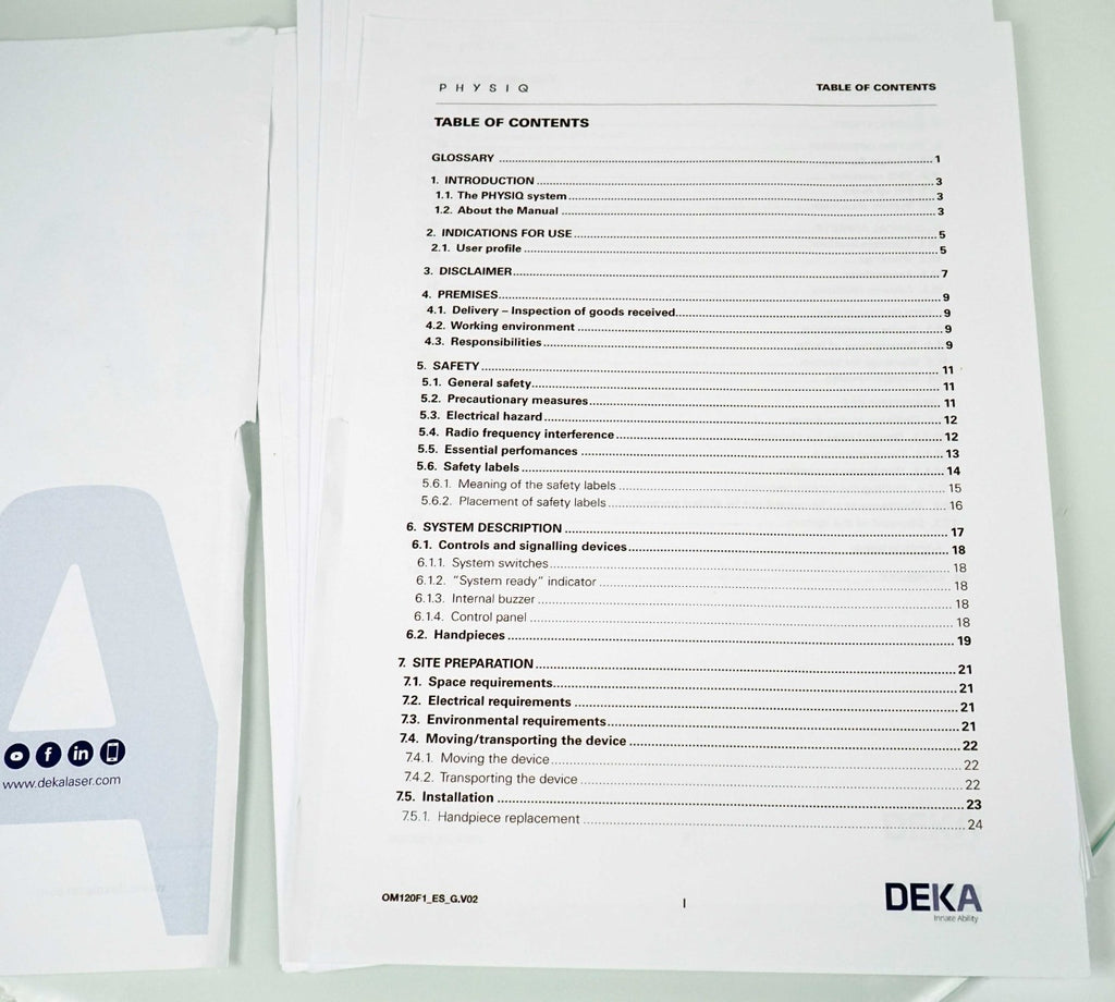DEKA Cartessa PHYSIQ Innate Ability Laser User Manual Guide Book Operation Book