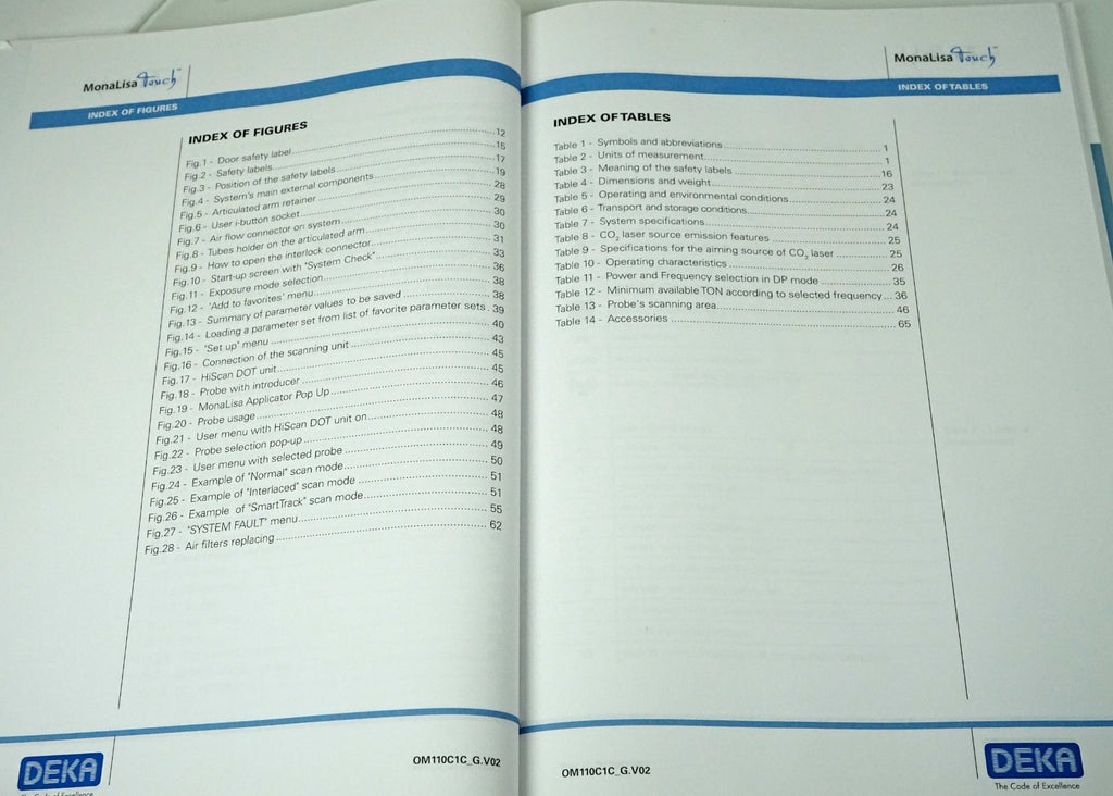 DEKA SmartXide MonaLisa Touch Laser Operator Manual User Guide Operation Safety
