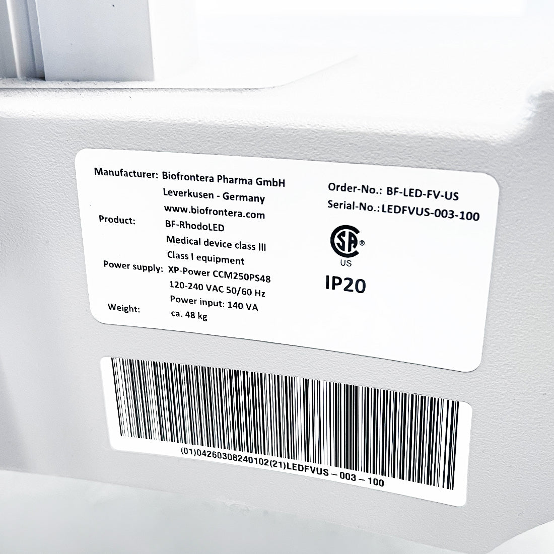 Biofrontera Pharma GmbH BF-RhodoLED Red Light Lamp Therapy Keratosis PpIX Lesion
