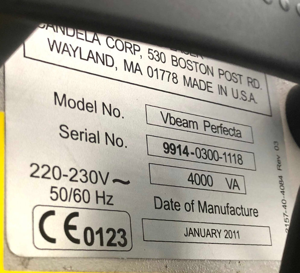 2011 Candela VBeam Perfecta Pulsed Laser Vascular Acne Vein 595 nm V Beam