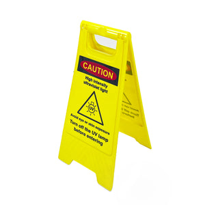 Yellow CAUTION High Intensity Ultraviolet Light Lamp Floor Warning Sign Portable