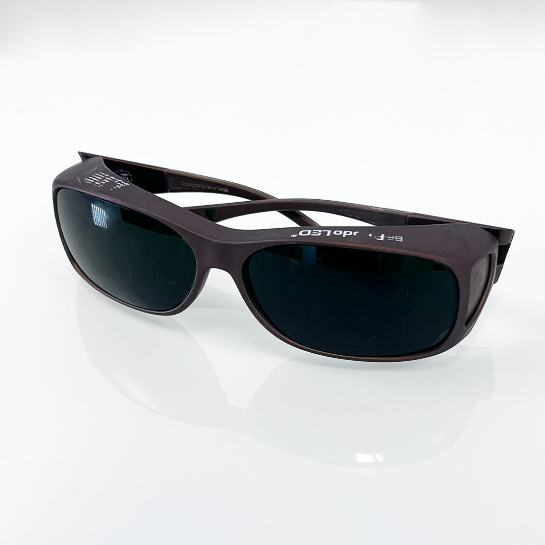 Cocoons Glasses Protective Eyewear Rhodo LED Brown Frame Green Tint Sun